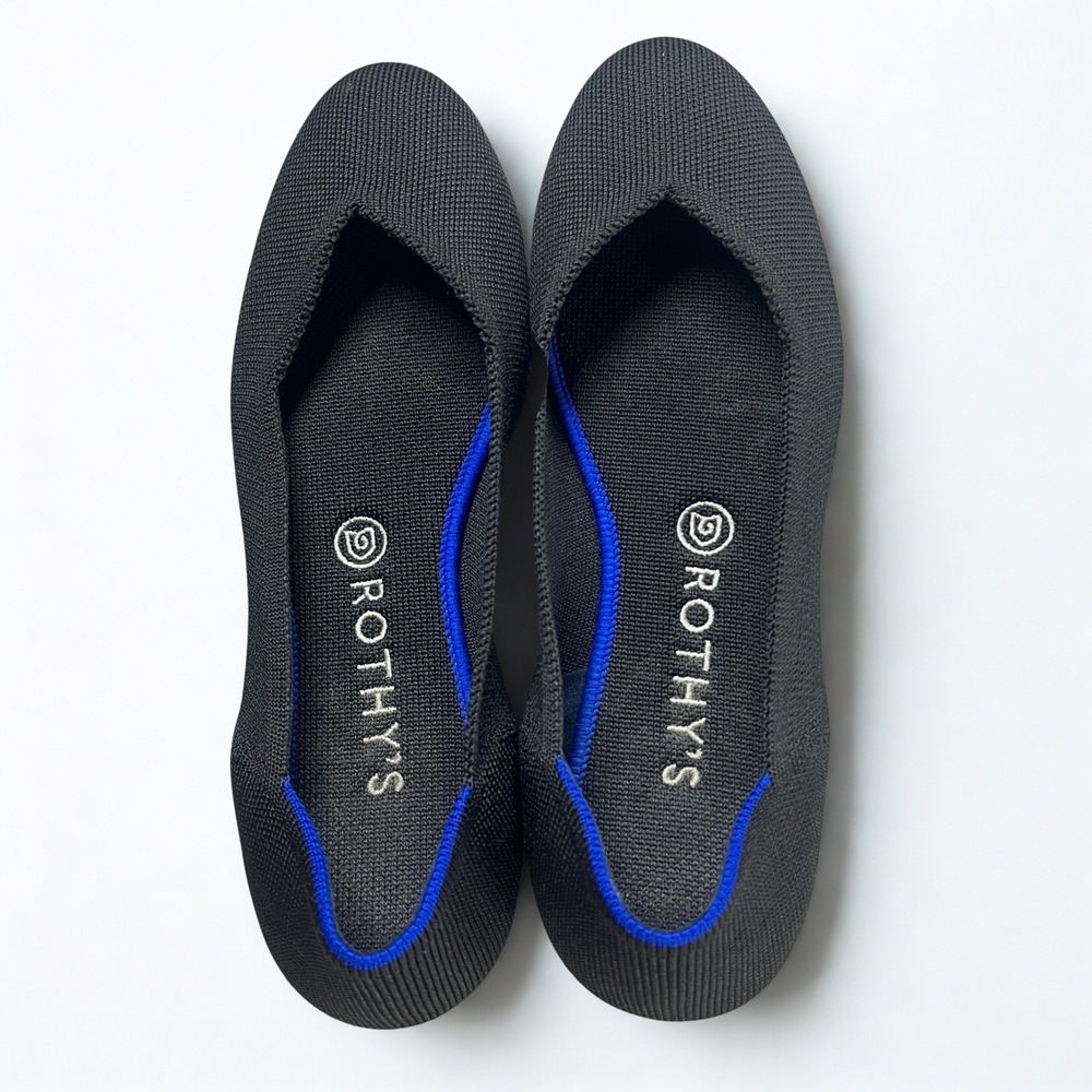 Rothy's The Flat Women 9.5 Black Round Toe Knit Sustainable Ballet Flats - Picture 6 of 8